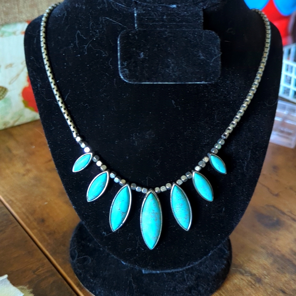 Turquoise and silver necklace